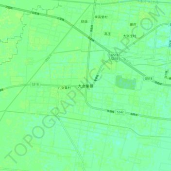 Jiunvji topographic map, elevation, terrain