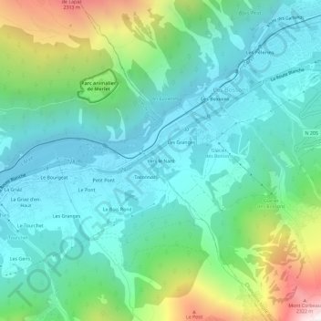 Vers le Nant topographic map, elevation, terrain