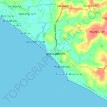 Thengapattinam topographic map, elevation, terrain