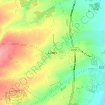 Skidby topographic map, elevation, terrain