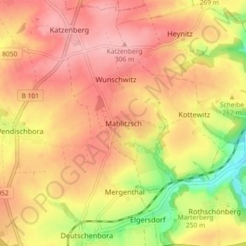 Mahlitzsch topographic map, elevation, terrain