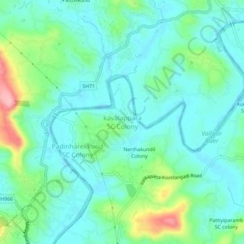 kavalappara SC Colony topographic map, elevation, terrain