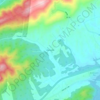 Altonville topographic map, elevation, terrain