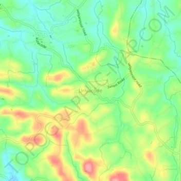 Uriyacode topographic map, elevation, terrain