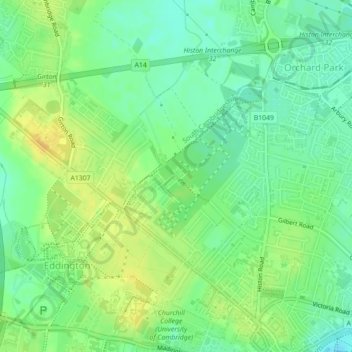 Darwin Green topographic map, elevation, terrain