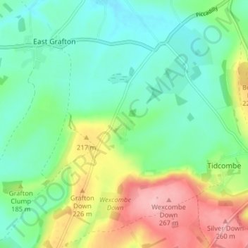 Wexcombe topographic map, elevation, terrain