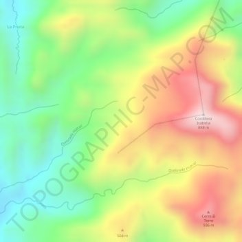 Cordillera Isabelia topographic map, elevation, terrain