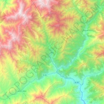 Dir topographic map, elevation, terrain