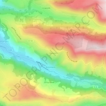 Ribouzou topographic map, elevation, terrain