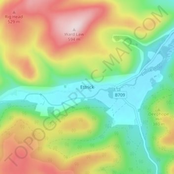 Ettrick topographic map, elevation, terrain