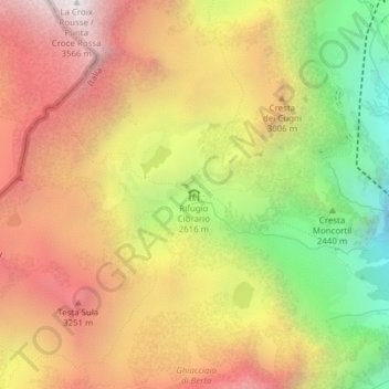 Rifugio Cibrario topographic map, elevation, terrain