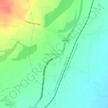 Kalanthapanai topographic map, elevation, terrain