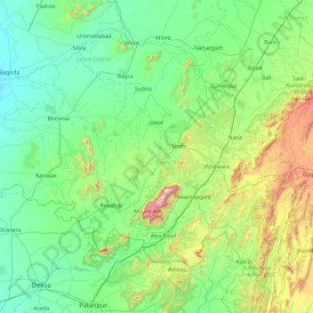 Sirohi topographic map, elevation, terrain