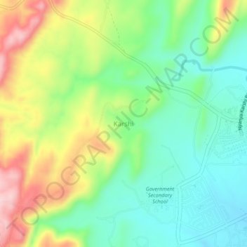 Karshi topographic map, elevation, terrain