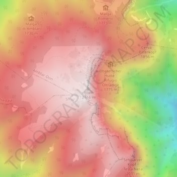 Roen topographic map, elevation, terrain
