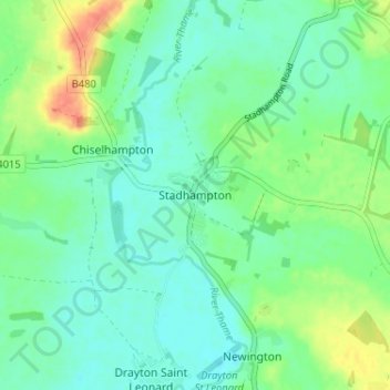 Stadhampton topographic map, elevation, terrain