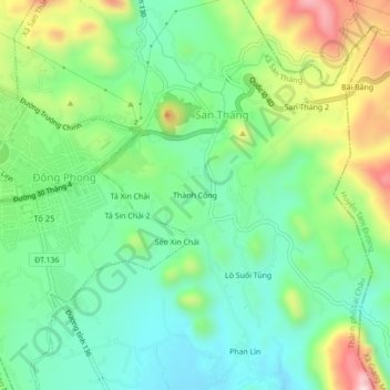 Thành Công topographic map, elevation, terrain