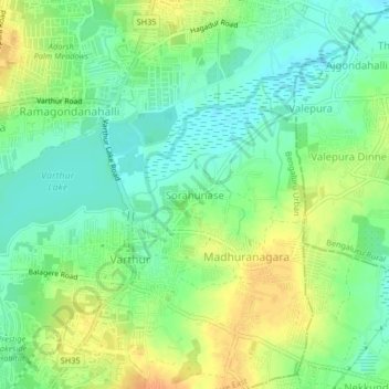 Sorahunase topographic map, elevation, terrain