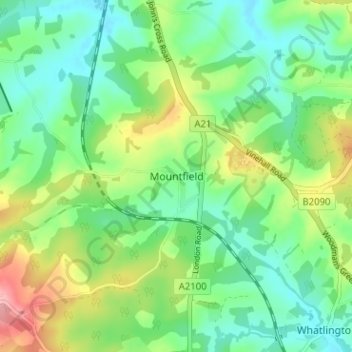 Mountfield topographic map, elevation, terrain