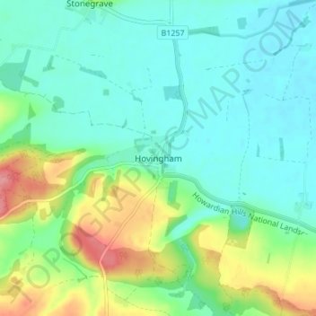 Hovingham topographic map, elevation, terrain
