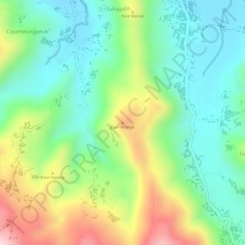 Pasir Reungit topographic map, elevation, terrain