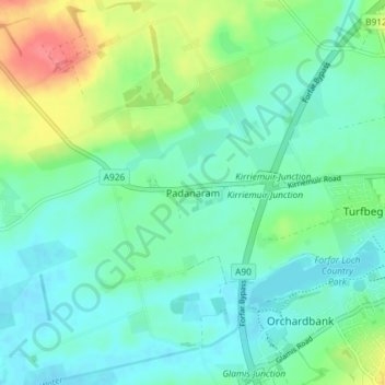 Padanaram topographic map, elevation, terrain