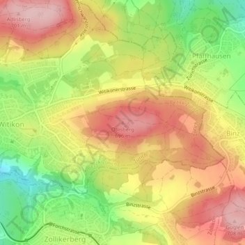 Ötlisberg topographic map, elevation, terrain