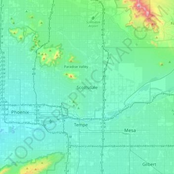 Scottsdale topographic map, elevation, terrain