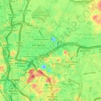 Kampung Sungai Baru topographic map, elevation, terrain