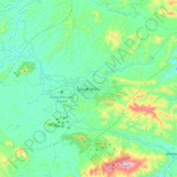 Phonsavan topographic map, elevation, terrain