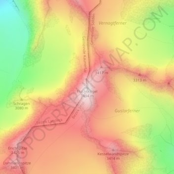 Fluchtkogel topographic map, elevation, terrain