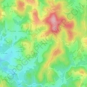 Colombeix topographic map, elevation, terrain
