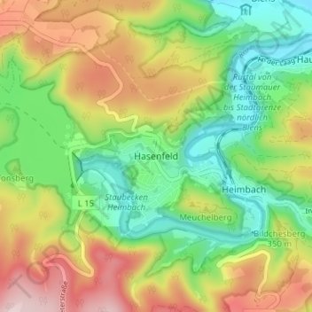 Hasenfeld topographic map, elevation, terrain