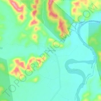 Acontitla topographic map, elevation, terrain