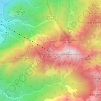 Tegelberg topographic map, elevation, terrain