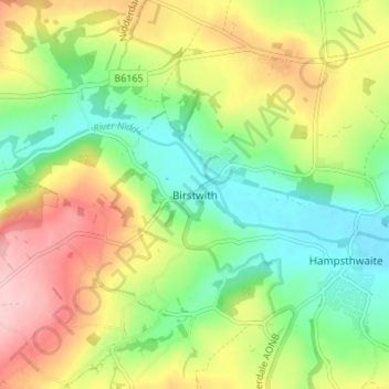 Birstwith topographic map, elevation, terrain