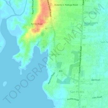 Tiniguiban topographic map, elevation, terrain