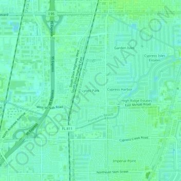 Lyons Park topographic map, elevation, terrain