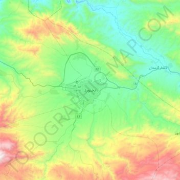 Bojnord topographic map, elevation, terrain