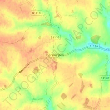 Dennington topographic map, elevation, terrain