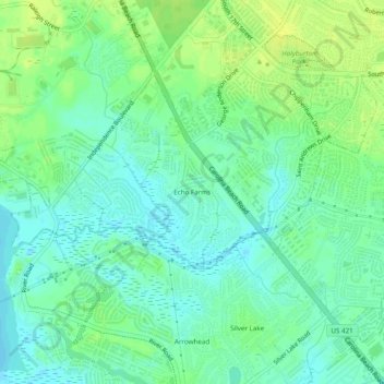 Echo Farms topographic map, elevation, terrain