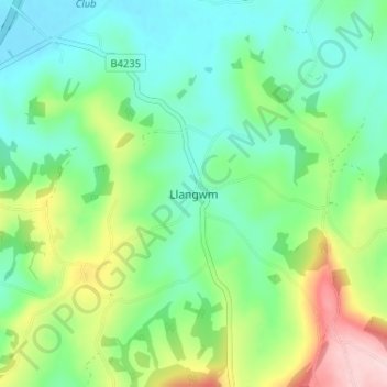 Llangwm topographic map, elevation, terrain