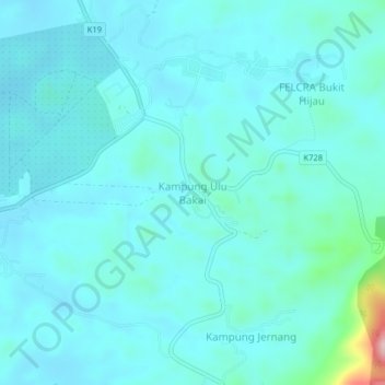 Kampung Ulu Bakai topographic map, elevation, terrain