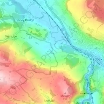 Snitterton topographic map, elevation, terrain