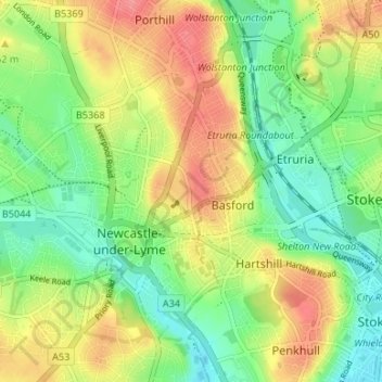 The Brampton topographic map, elevation, terrain