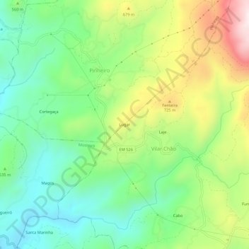 Lugar topographic map, elevation, terrain