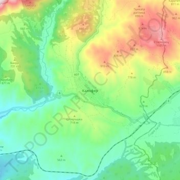 Kalofer topographic map, elevation, terrain