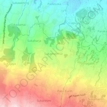 Sukamakmur topographic map, elevation, terrain