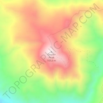 Geyser Peak topographic map, elevation, terrain