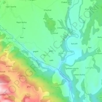 kothi topographic map, elevation, terrain